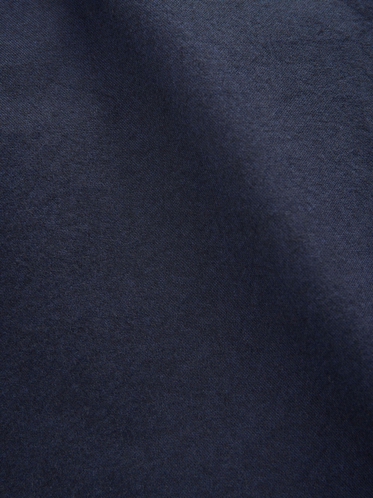 Navy Blue Brushed 100% Cotton Oxford Long Sleeve Shirt - Image 10 of 10