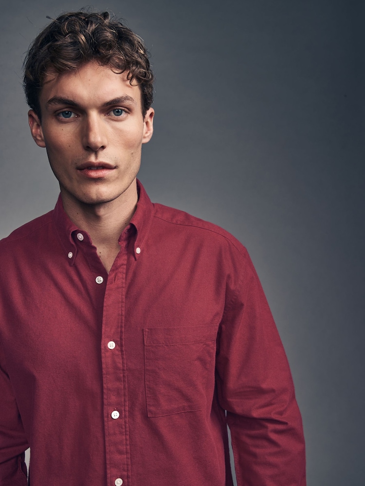 Красный - Brushed 100% Cotton Oxford Long Sleeve Shirt - Изображение 1 из 10 Красный - Brushed 100% Cotton Oxford Long Sleeve Shirt - Изображение 1 из 10