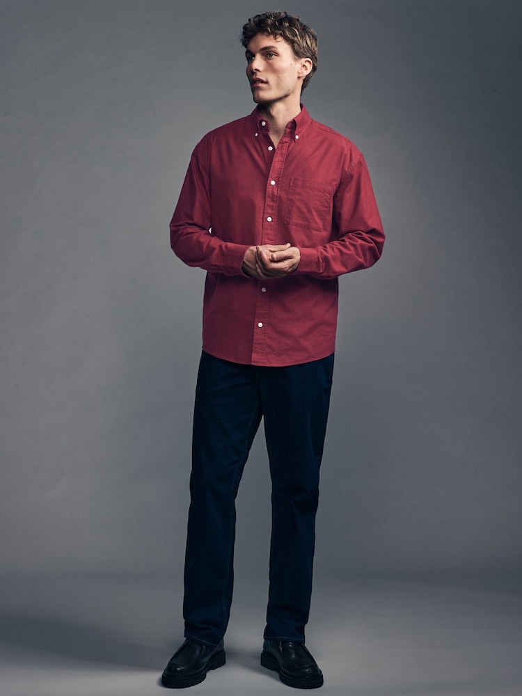 Красный - Brushed 100% Cotton Oxford Long Sleeve Shirt - Изображение 2 из 10 Красный - Brushed 100% Cotton Oxford Long Sleeve Shirt - Изображение 2 из 10