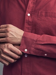 Red Brushed 100% Cotton Oxford Long Sleeve Shirt - Image 6 of 10