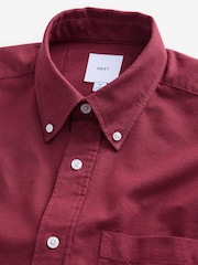Red Brushed 100% Cotton Oxford Long Sleeve Shirt - Image 8 of 10