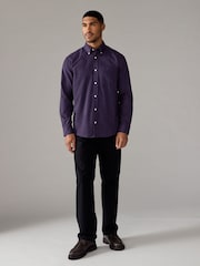 Purple Brushed 100% Cotton Oxford Long Sleeve Shirt - Image 2 of 8