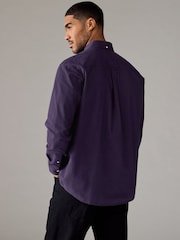 Purple Brushed 100% Cotton Oxford Long Sleeve Shirt - Image 3 of 8