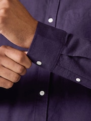 Purple Brushed 100% Cotton Oxford Long Sleeve Shirt - Image 4 of 8