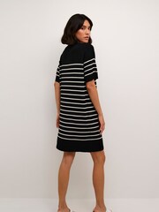Kaffe Lizza Striped Short Sleeve Knit Black Dress - Image 4 of 4