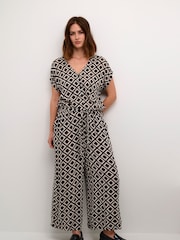Kaffe KAmille V-Neck Short Sleeve Jumpsuit - Image 1 of 4