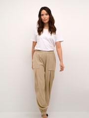 Kaffe Natural Jenna Elastic Cuffs Casual Fit Trousers - Image 3 of 6