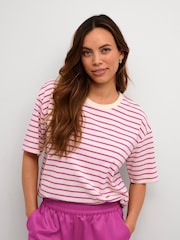 Kaffe Casual Fit 100% Cotton Winny Striped T-Shirt - Image 1 of 6