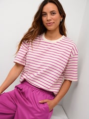 Kaffe Casual Fit 100% Cotton Winny Striped T-Shirt - Image 4 of 6