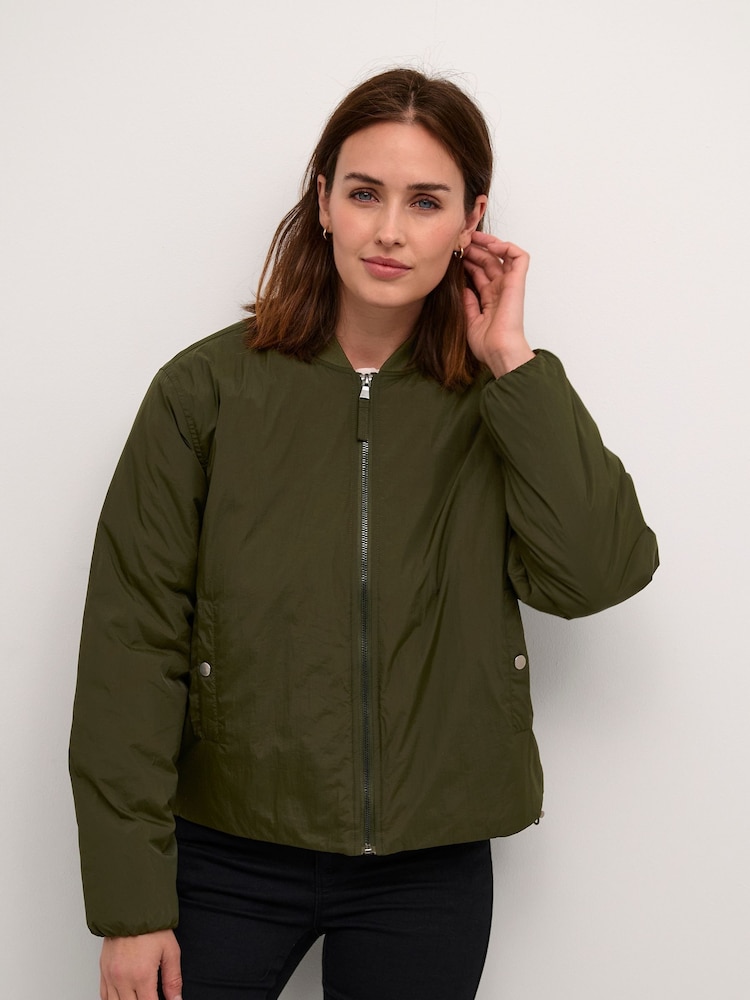 Kaffe Green Lexis Casual Fit Zipper Jacket - Image 2 of 7
