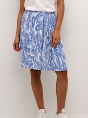Kaffe Blue Arona High-waisted Above Knee Skirt - Image 1 of 4