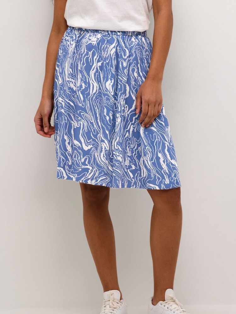 Kaffe Blue Arona High-waisted Above Knee Skirt - Image 1 of 4