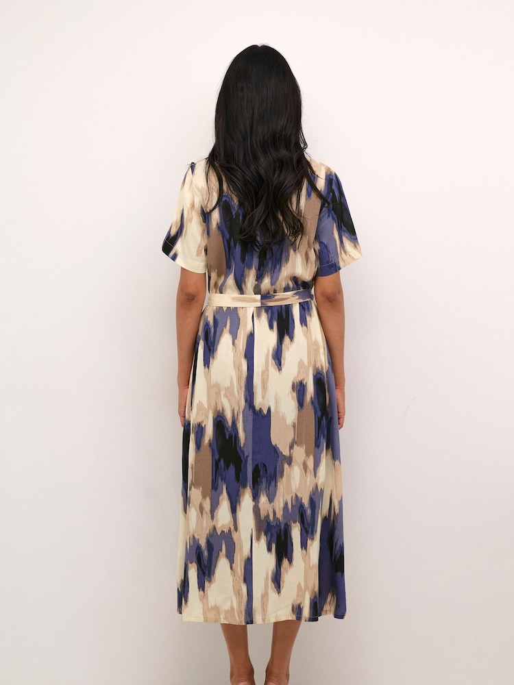 Kaffe Beathe Buttons V-Neck Belted Maxi Dress - Image 2 of 5