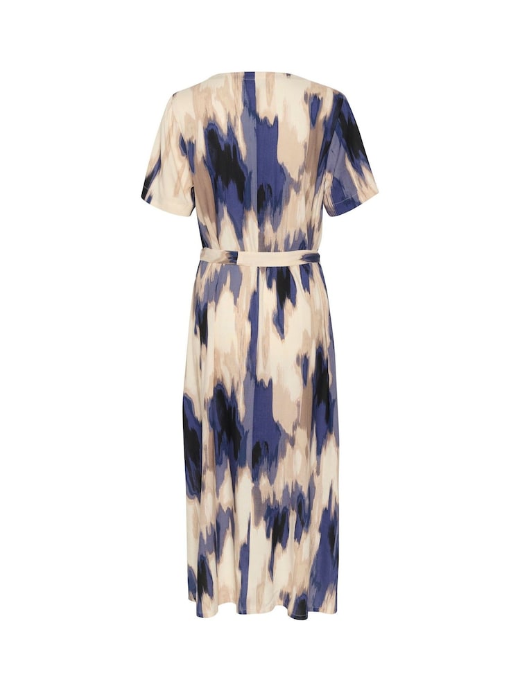 Kaffe Beathe Buttons V-Neck Belted Maxi Dress - Image 5 of 5