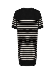 Kaffe Lizza Striped Short Sleeve Knit Black Dress - Image 5 of 6