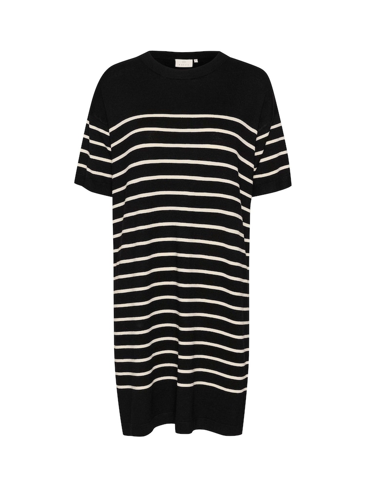 Kaffe Lizza Striped Short Sleeve Knit Black Dress - Image 6 of 6