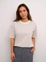 Kaffe Casual Fit 100% Cotton Winny Striped T-Shirt - Image 1 of 6