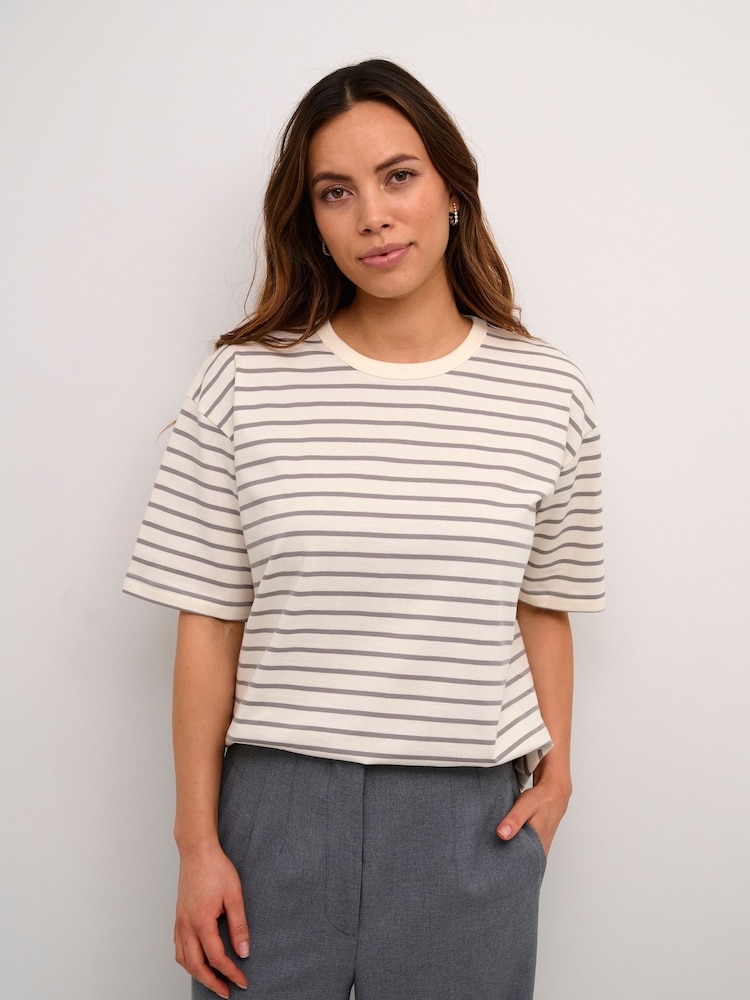 Kaffe Casual Fit 100% Cotton Winny Striped T-Shirt - Image 1 of 6