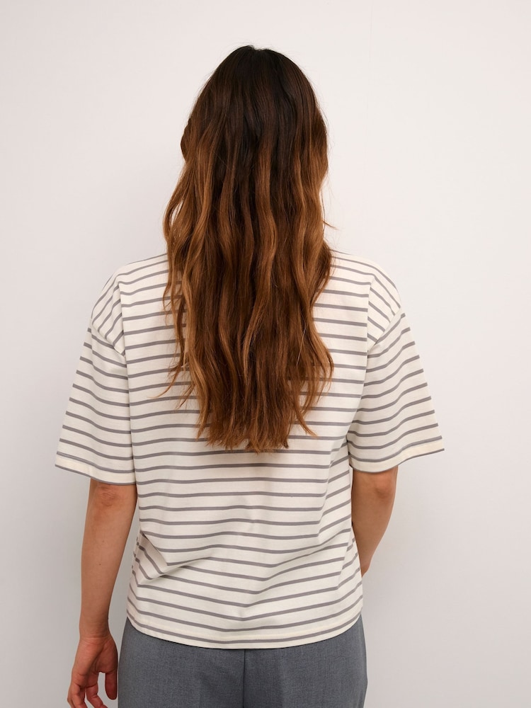 Kaffe Casual Fit 100% Cotton Winny Striped T-Shirt - Image 2 of 6