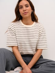 Kaffe Casual Fit 100% Cotton Winny Striped T-Shirt - Image 4 of 6