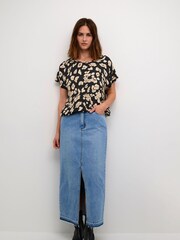 Kaffe Beathe Round Neck Short Sleeve Black Blouse - Image 3 of 3