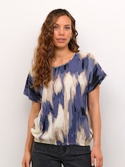 Kaffe Beathe Round Neck Short Sleeve Black Blouse - Image 1 of 6
