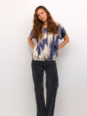 Kaffe Beathe Round Neck Short Sleeve Black Blouse - Image 3 of 6