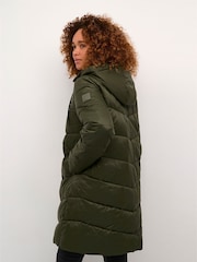 Kaffe Green Susanne Hooded Zipper Puffer Coat - Image 2 of 5