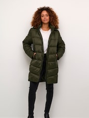 Kaffe Green Susanne Hooded Zipper Puffer Coat - Image 3 of 5