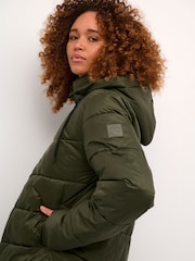 Kaffe Green Susanne Hooded Zipper Puffer Coat - Image 4 of 5