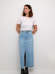 Kaffe Blue Margot Maxi Length 100% Cotton Denim Skirt - Image 2 of 4