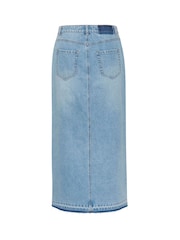 Kaffe Blue Margot Maxi Length 100% Cotton Denim Skirt - Image 4 of 4