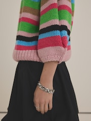 Pink Multi Bright Half Sleeve Crew Neck Jumper with Wool - Image 4 of 7