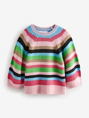 Pink Multi Bright Half Sleeve Crew Neck Jumper with Wool - Image 5 of 7