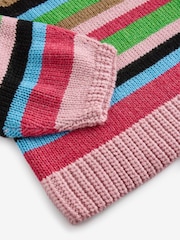 Pink Multi Bright Half Sleeve Crew Neck Jumper with Wool - Image 7 of 7