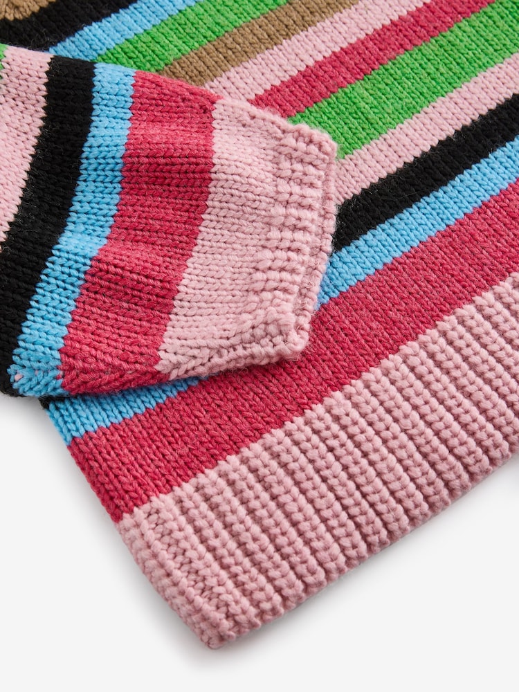 Pink Multi Bright Half Sleeve Crew Neck Jumper with Wool - Image 7 of 7