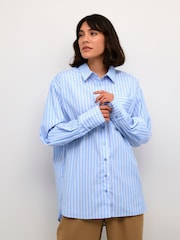 Kaffe Blue Mackie Oversized Fit Stripes Shirt - Image 2 of 7