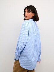 Kaffe Blue Mackie Oversized Fit Stripes Shirt - Image 3 of 7