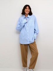 Kaffe Blue Mackie Oversized Fit Stripes Shirt - Image 4 of 7