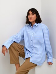 Kaffe Blue Mackie Oversized Fit Stripes Shirt - Image 5 of 7