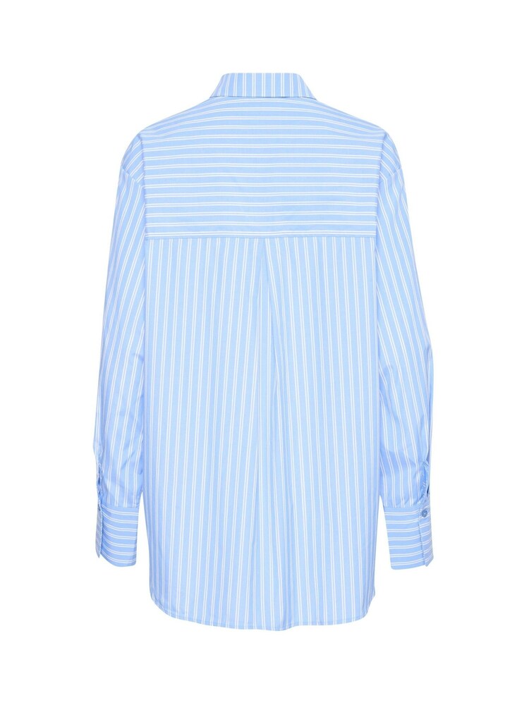 Kaffe Blue Mackie Oversized Fit Stripes Shirt - Image 7 of 7