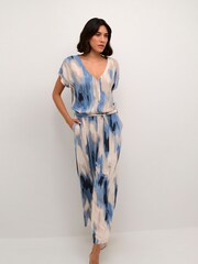 Kaffe Beathe Short Sleeve V-Neck Black Jumpsuit - Image 1 of 4