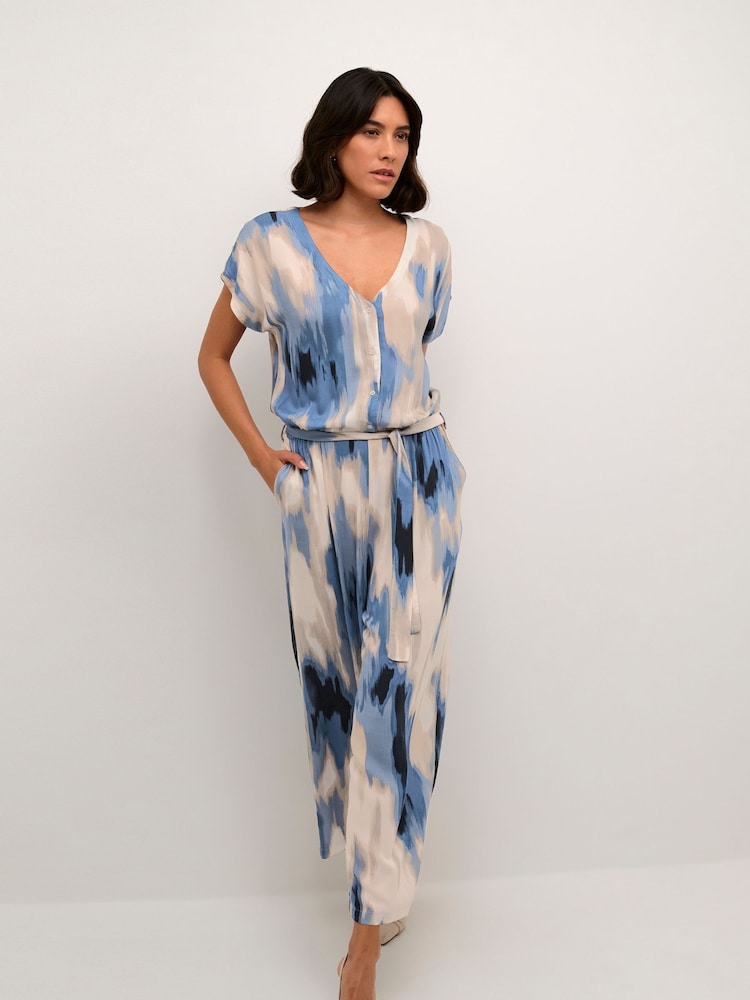 Kaffe Beathe Short Sleeve V-Neck Black Jumpsuit - Image 1 of 4