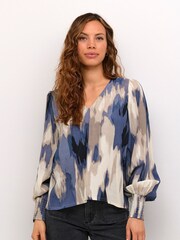 Kaffe Arona V-Neck Long Sleeve Black Blouse - Image 3 of 6