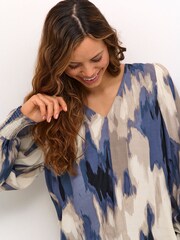 Kaffe Arona V-Neck Long Sleeve Black Blouse - Image 5 of 6