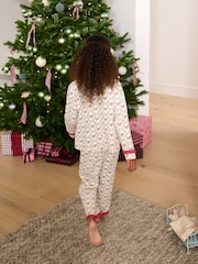 Laura Ashley Red White Bow Trellis Printed Christmas Pyjama Set - Image 4 of 10