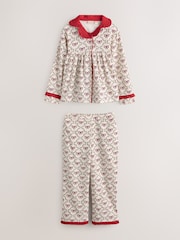 Laura Ashley Red White Bow Trellis Printed Christmas Pyjama Set - Image 6 of 10
