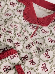 Laura Ashley Red White Bow Trellis Printed Christmas Pyjama Set - Image 9 of 10