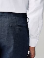 Navy Blue Slim Fit Textured Side Adjuster Trousers - Image 5 of 9