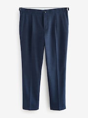 Navy Blue Slim Fit Textured Side Adjuster Trousers - Image 6 of 9
